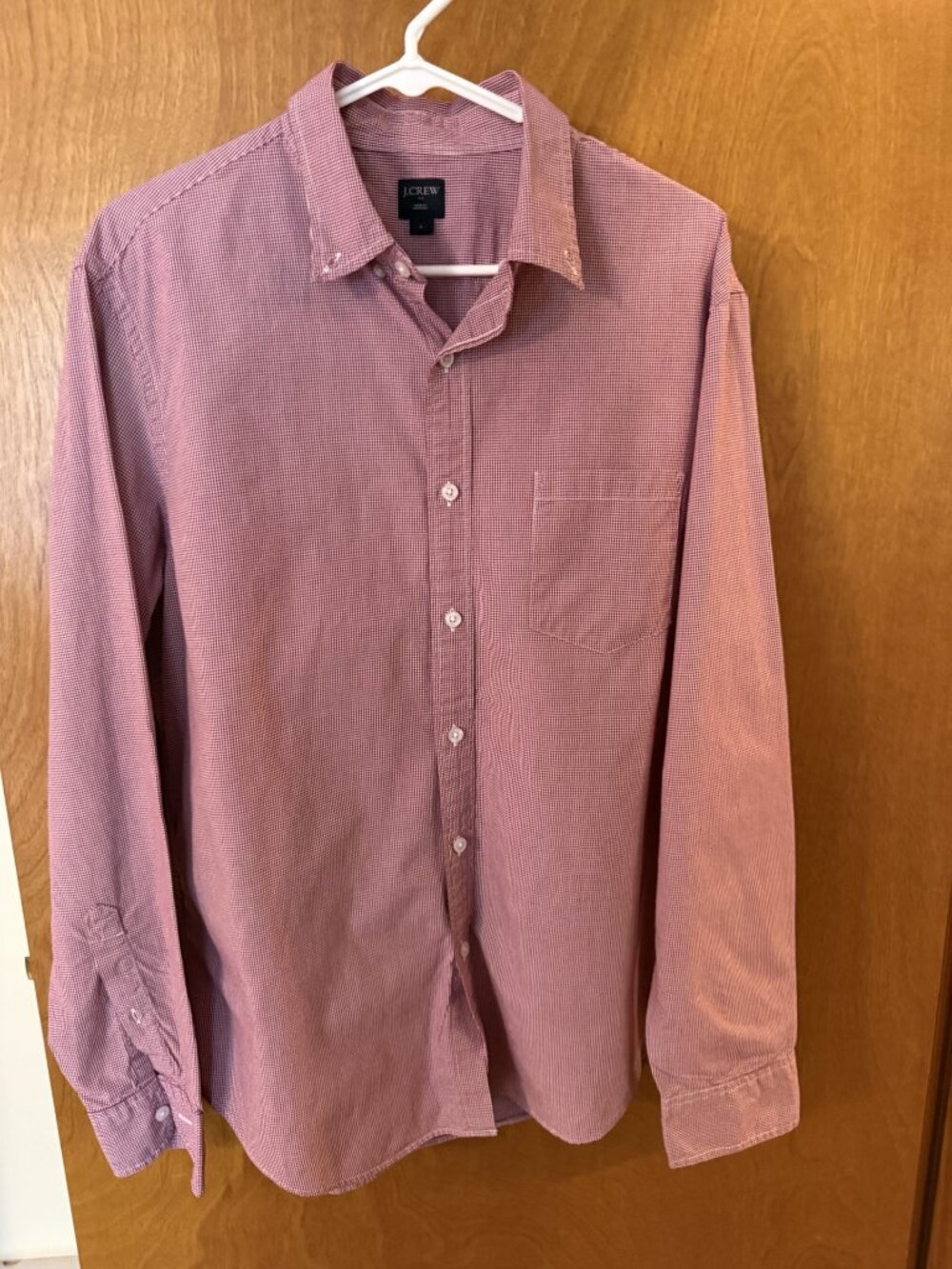 J. Crew Shirt Red Button Down Long Sleeve Collared Slim Fit Pocket Men's Large